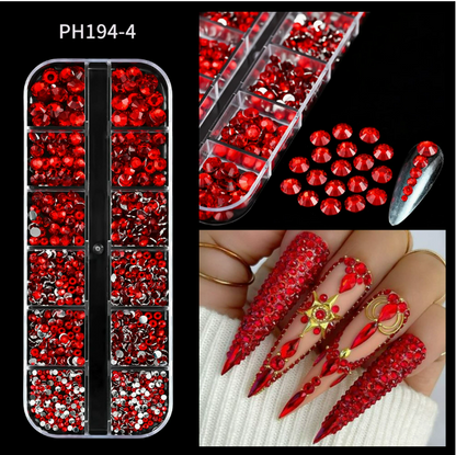 PH140/PH194/12 Grid Nail Stone Box Nail Art Rhinestone Mask Queen Nepal