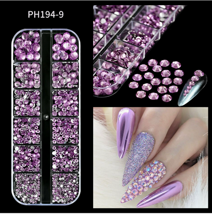 PH140/PH194/12 Grid Nail Stone Box Nail Art Rhinestone Mask Queen Nepal