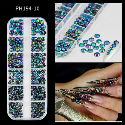 PH140/PH194/12 Grid Nail Stone Box Nail Art Rhinestone Mask Queen Nepal