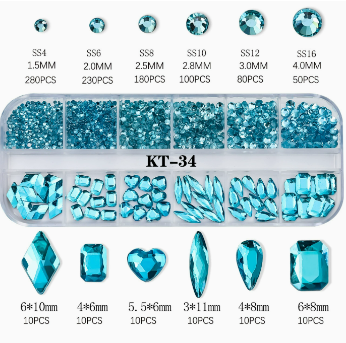 PH192/12 Grid Nail Stone Box Nail Art Rhinestone Mask Queen Nepal