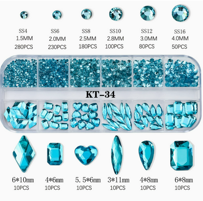 PH192/12 Grid Nail Stone Box Nail Art Rhinestone Mask Queen Nepal