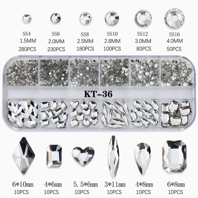 PH192/12 Grid Nail Stone Box Nail Art Rhinestone Mask Queen Nepal