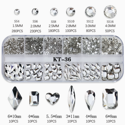 PH192/12 Grid Nail Stone Box Nail Art Rhinestone Mask Queen Nepal
