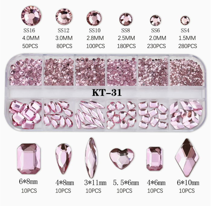 PH192/12 Grid Nail Stone Box Nail Art Rhinestone Mask Queen Nepal