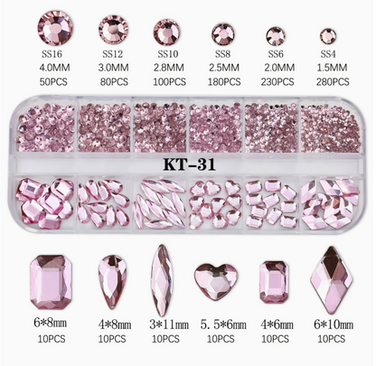 PH192/12 Grid Nail Stone Box Nail Art Rhinestone Mask Queen Nepal