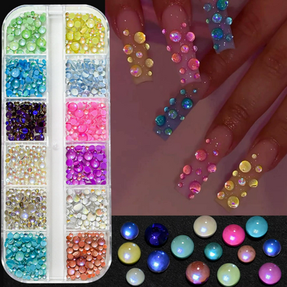 PH207/052/190/110/ZB014/12 Grid Nail Stone Box Nail Art Rhinestone Mask Queen Nepal