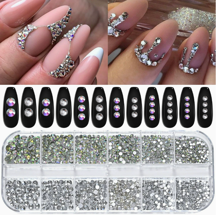 PH207/052/190/110/ZB014/12 Grid Nail Stone Box Nail Art Rhinestone Mask Queen Nepal