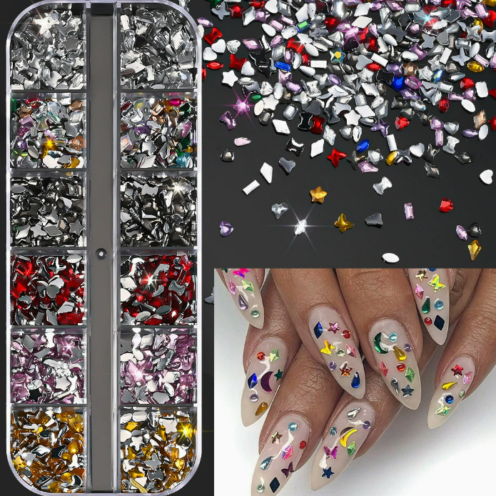 PH209/12 Grid Nail Stone Box Nail Art Rhinestone Mask Queen Nepal