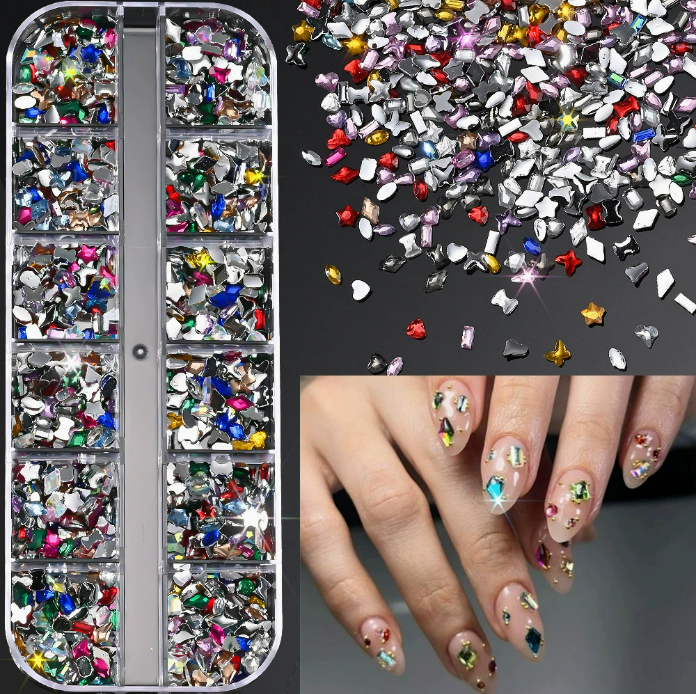 PH209/12 Grid Nail Stone Box Nail Art Rhinestone Mask Queen Nepal
