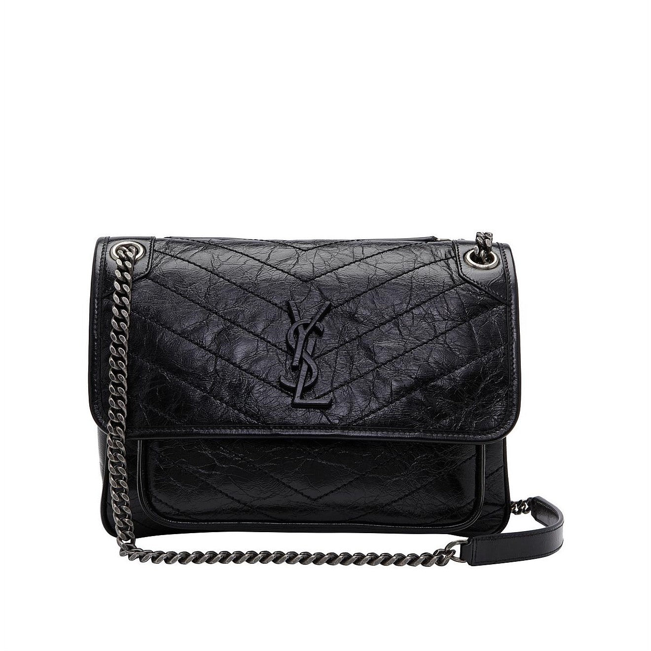 Saint Laurent Black Niki Medium Ysl-Plaque Leather Shoulder Bag Easy Beauty Nepal