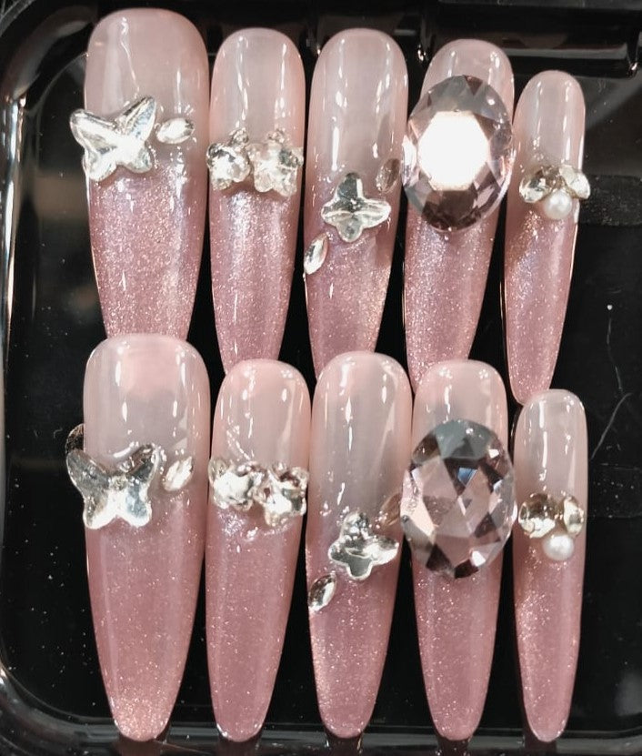 Press On Nail Long Stiletto Shape Nails 10Pcs Mask Queen Nepal