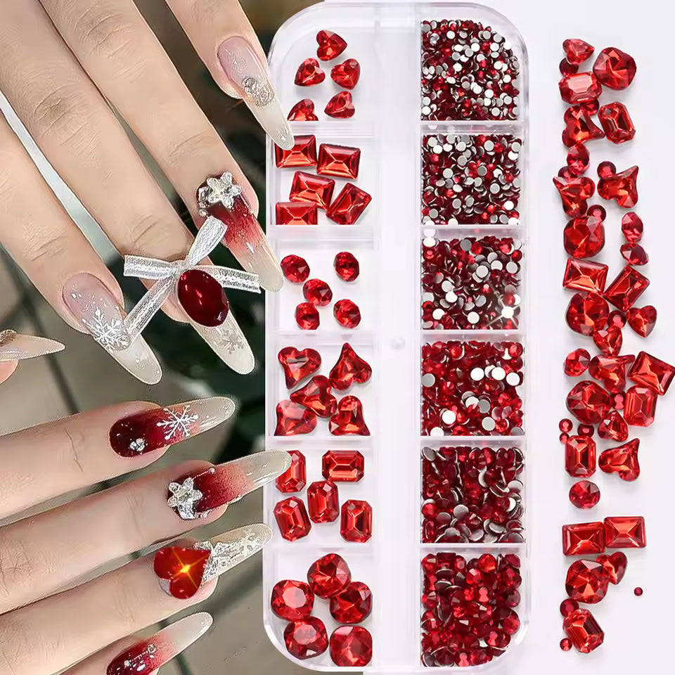 PH 12 Grid Nail Stone Box Nail Art Rhinestone Mask Queen Nepal