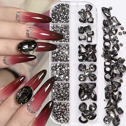 PH 12 Grid Nail Stone Box Nail Art Rhinestone Mask Queen Nepal