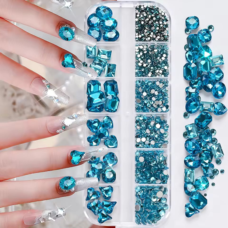 PH 12 Grid Nail Stone Box Nail Art Rhinestone Mask Queen Nepal
