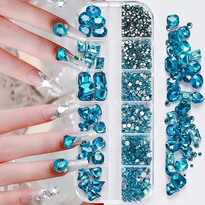 PH 12 Grid Nail Stone Box Nail Art Rhinestone Mask Queen Nepal