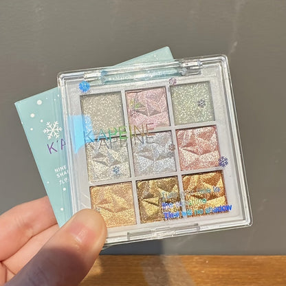 Kapeine 9 Colors Full Glitter Diamond Snowflake Eyeshadow Palette Easy Beauty Nepal