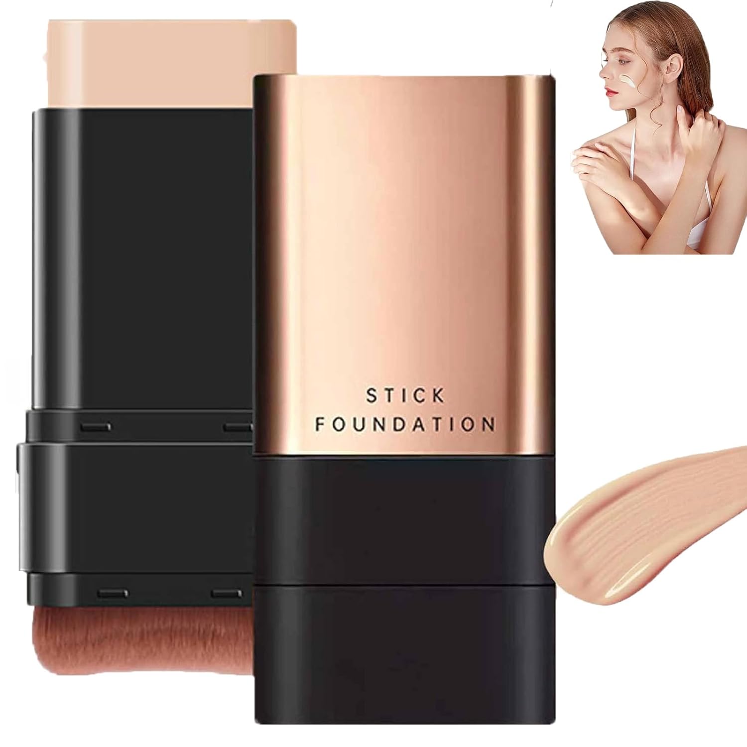 Phantom Bear 2 In 1 Luxury Anti-Wrinkle Foundation Stick With Brush Easy Beauty Nepal