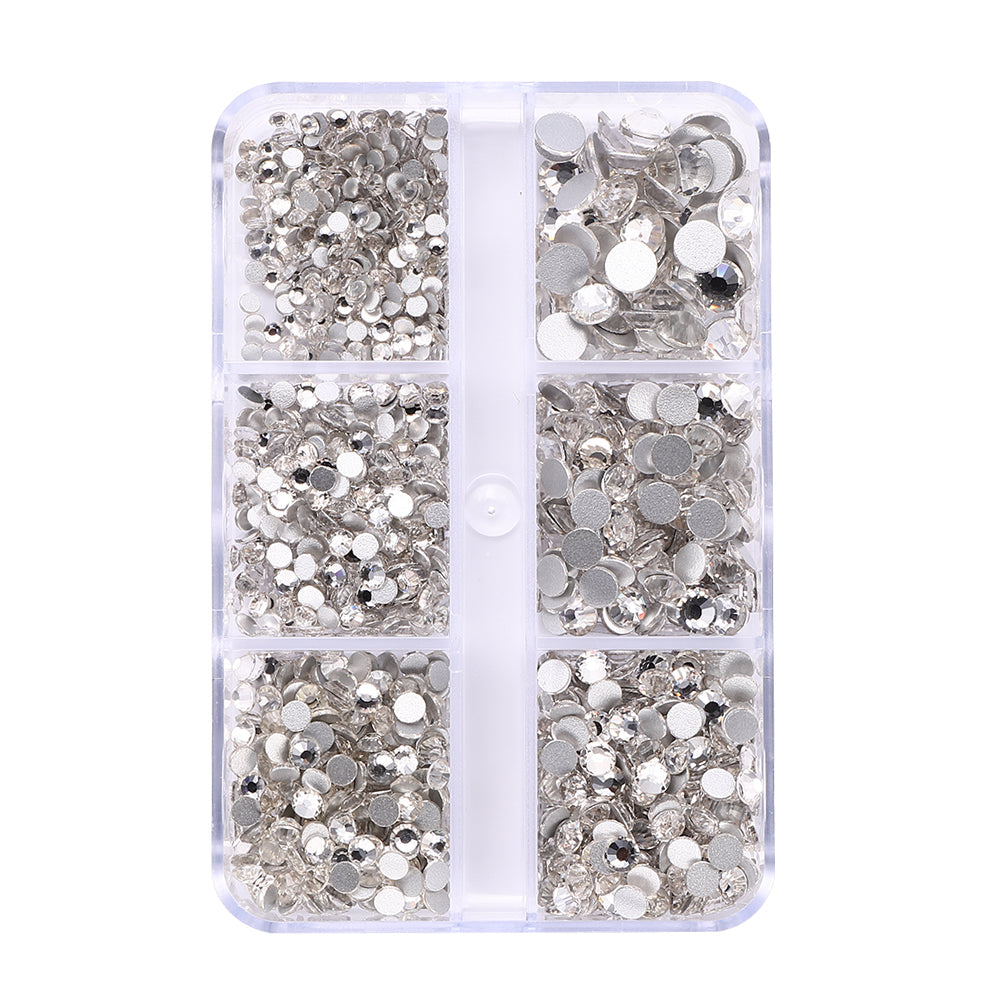 Mixed Sizes 6 Grid Box Crystal Glass FlatBack Rhinestones For Nail Art Mask Queen Nepal