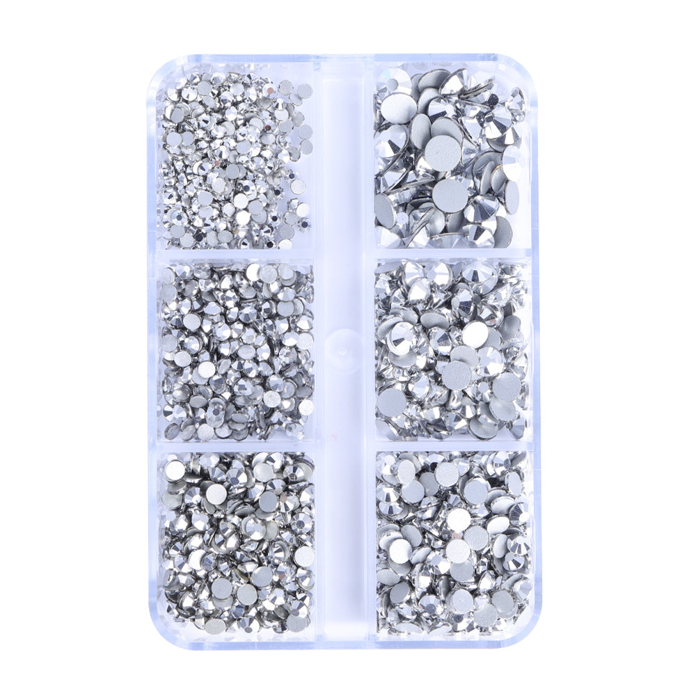 Mixed Sizes 6 Grid Box Crystal Glass FlatBack Rhinestones For Nail Art Mask Queen Nepal