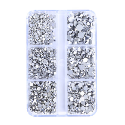 Mixed Sizes 6 Grid Box Crystal Glass FlatBack Rhinestones For Nail Art Mask Queen Nepal