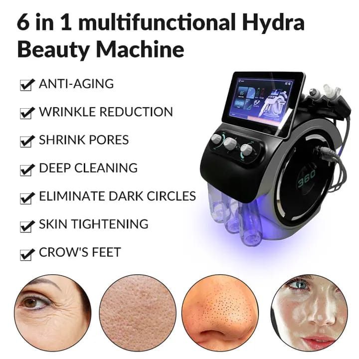 High Quality Hydro Oxygen Facial Machine 6 in 1 Face Cleaning Equipment With Ordinary Skin Products Skin Care Serum Use Mask Queen Nepal