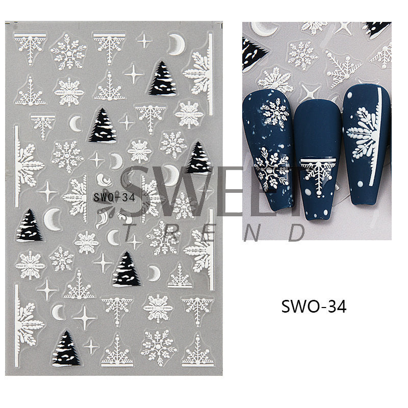 Sweet Trend Christmas Nail Art Glitter & Stone 5D Sticker Mask Queen Nepal