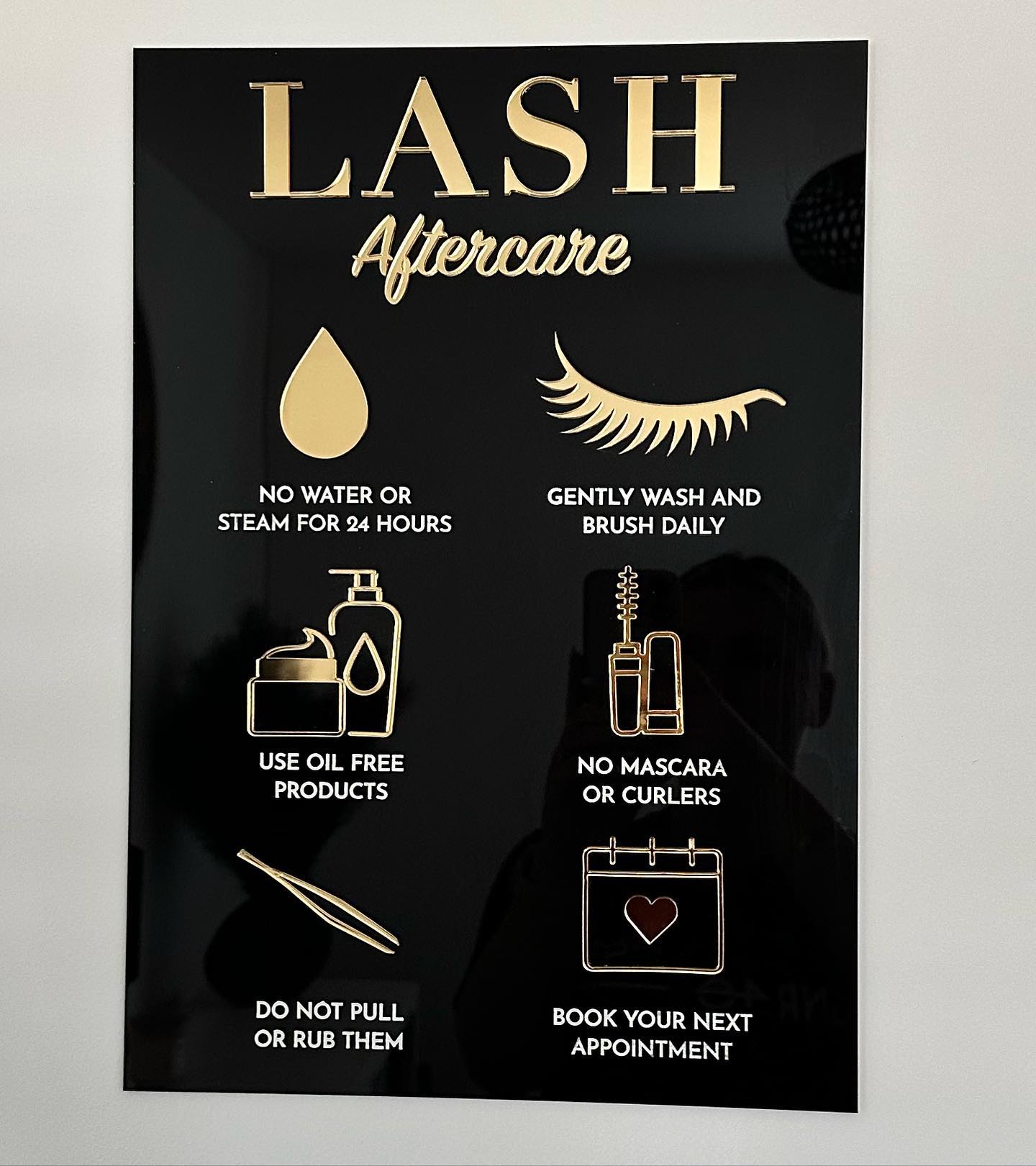 Lash Aftercare Advice Sign Board Mask Queen Nepal