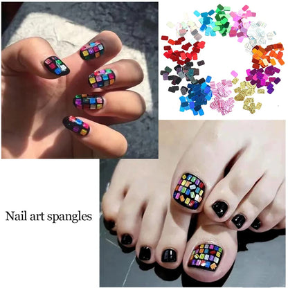 Square Shape Holographic Nail Glitter Sequins Mask Queen Nepal