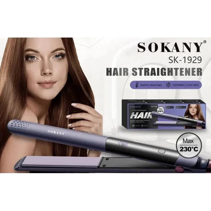 SOKANY SK-1929 Hair Straightener Iron with Digital Display - 750°F High Heat Ceramic Plates, Fast Heating & Smart Memory for Salon-Quality Styling Mask Queen Nepal