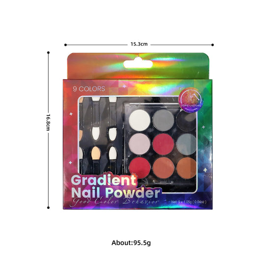 9 Colors Nail Powder Nail Art Pigment Powder with Eyeshadow Sticks Mirror Finish Art Gradient Rainbow Nail Glitter Powder DIY Nail Decoration Mask Queen Nepal