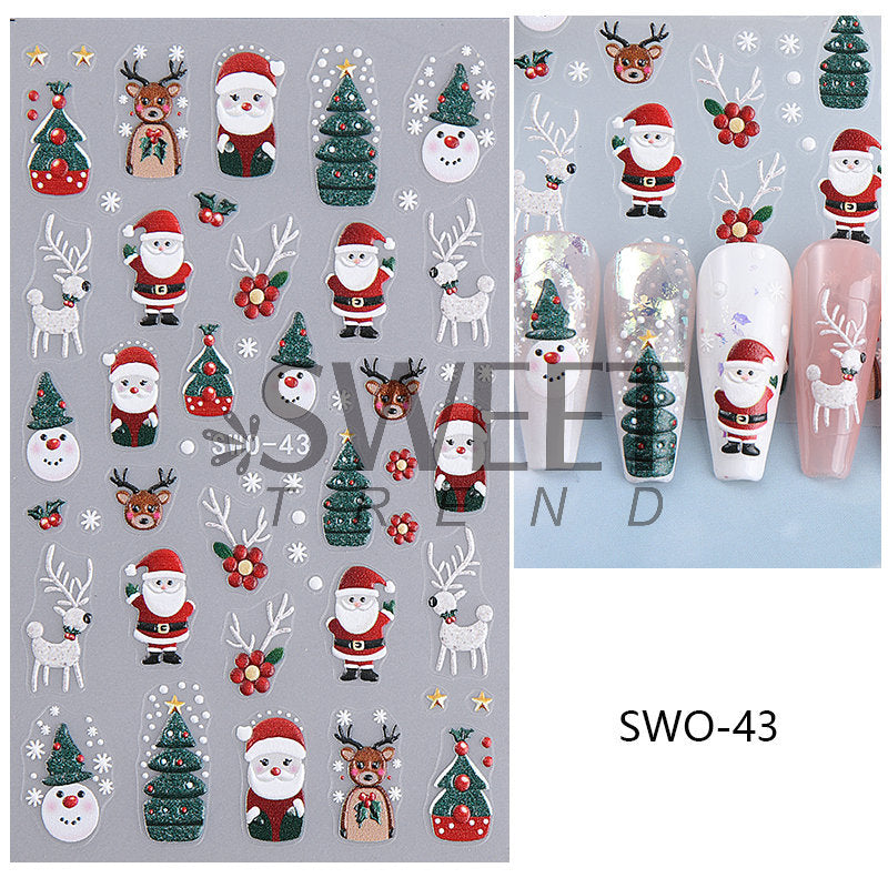 Sweet Trend Christmas Nail Art Glitter & Stone 5D Sticker Mask Queen Nepal