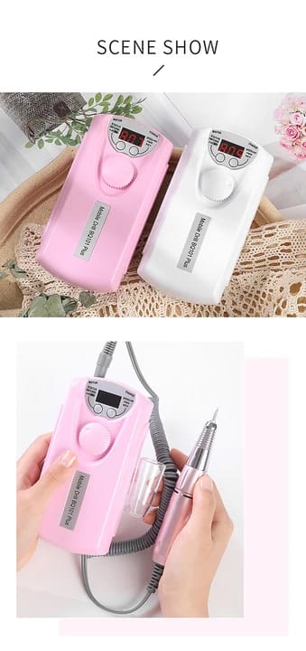 LCD Nail Drill Machine Electric Nail File Rechargeable Engraving Tools Quiet Cordless Manicure Pedicure Mask Queen Nepal