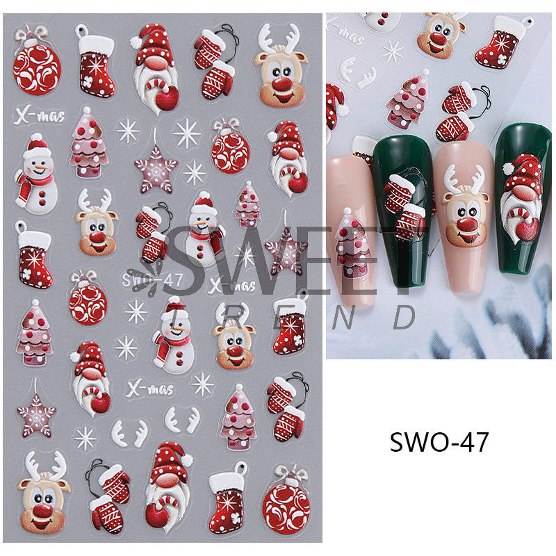 Sweet Trend Christmas Nail Art Glitter & Stone 5D Sticker Mask Queen Nepal