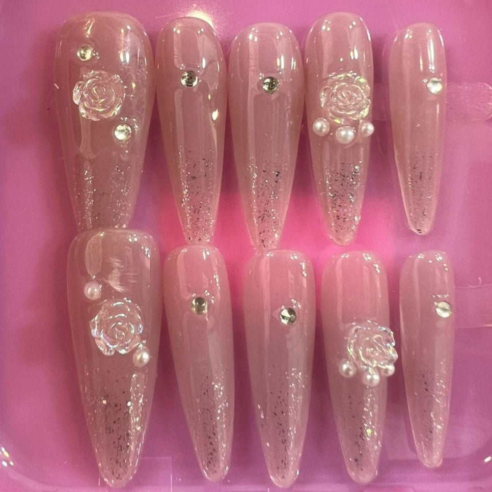 Press On Nail Long Stiletto Shape Nails 10Pcs Mask Queen Nepal