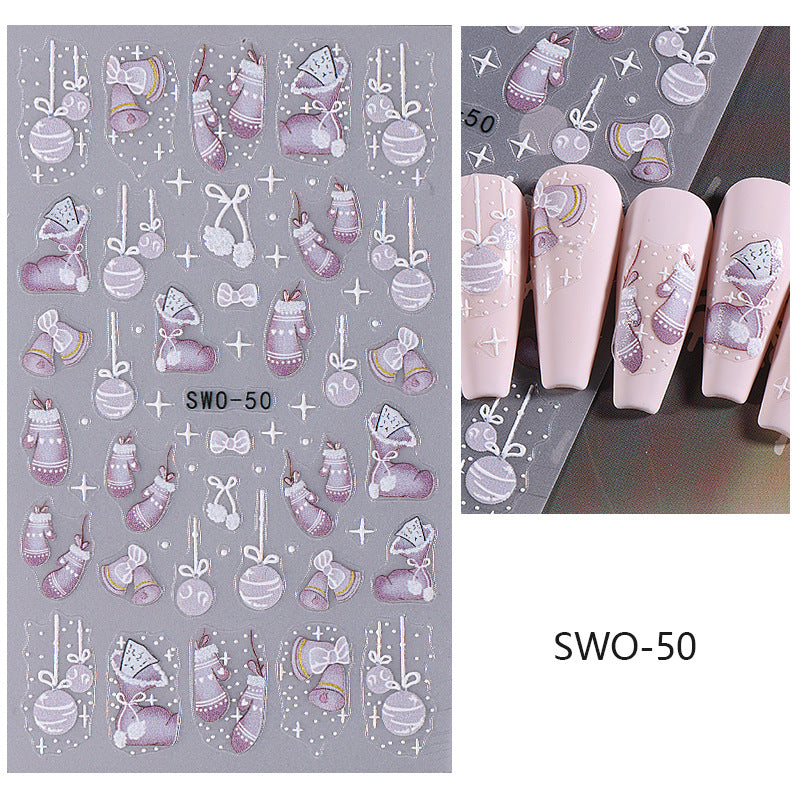 Sweet Trend Christmas Nail Art Glitter & Stone 5D Sticker Mask Queen Nepal