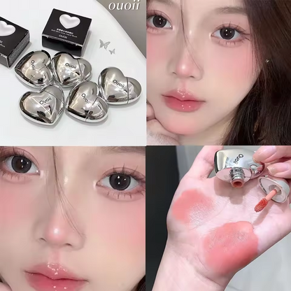 Ouoii Lavender Matte Liquid Blush Velvet Heart Shaped Face Pigment Easy Beauty Nepal
