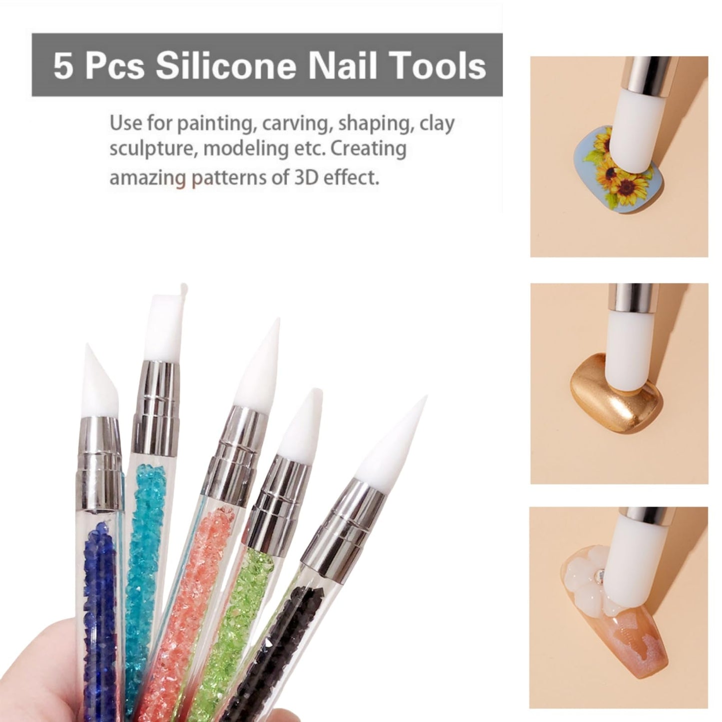 Generic 5Pcs Flexible Silicone Brush Nail Tools For 3D Gel Set Mask Queen Nepal