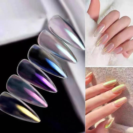 Nail Ornament 6 - Colors White Pearl Chrome Nail Powder Set Mask Queen Nepal
