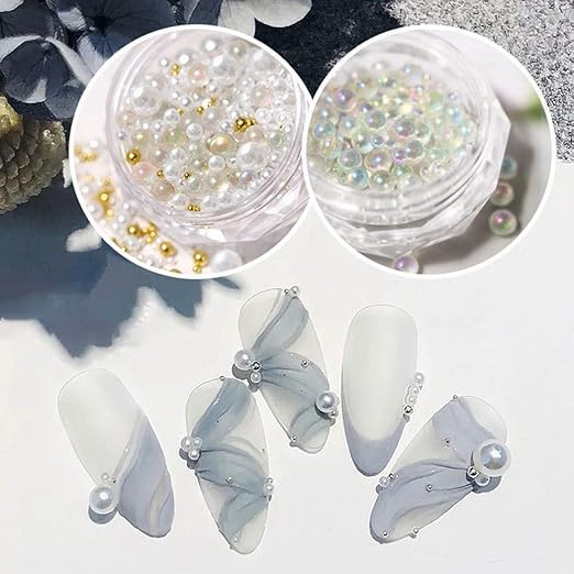 Fake Pearl Nail Decorations Beads DIY Assorted Nail Jewelry Nail Charms Nail Decals Nail Art for Women Mask Queen Nepal