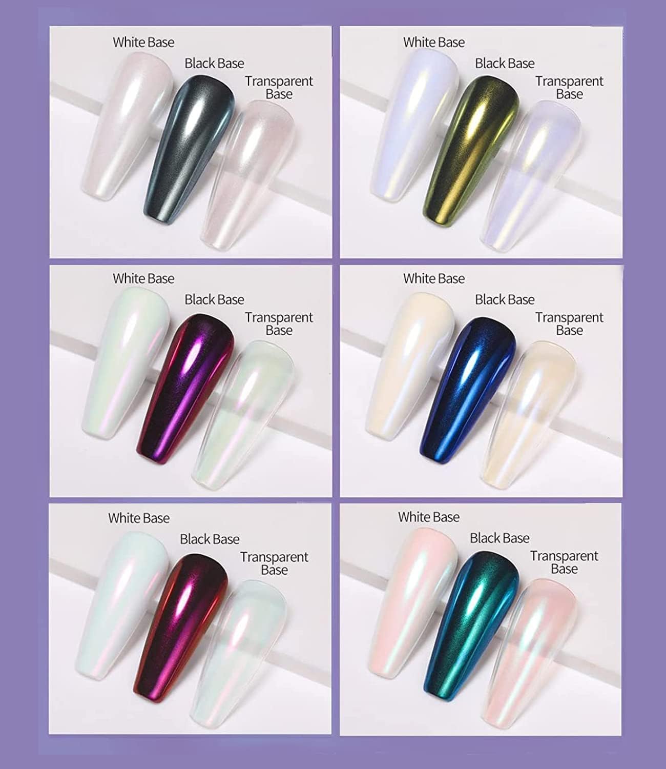 Nail Ornament 6 - Colors White Pearl Chrome Nail Powder Set Mask Queen Nepal