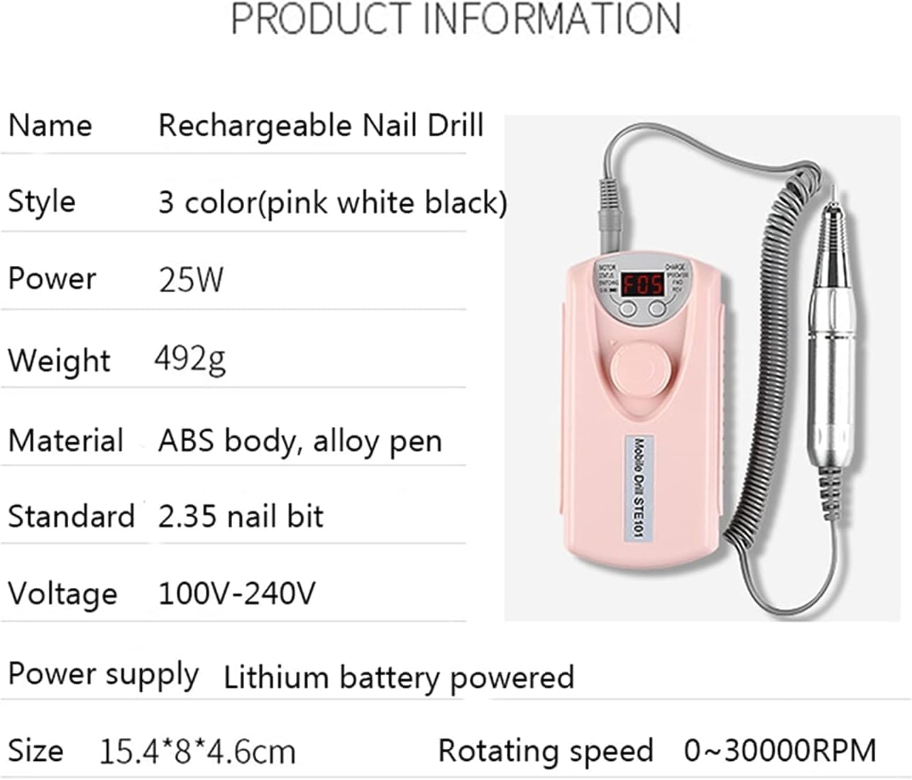 101 Portable Nail Drill Machine Rechargeable Electric Nail Drill For Nail Mask Queen Nepal