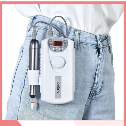 LCD Nail Drill Machine Electric Nail File Rechargeable Engraving Tools Quiet Cordless Manicure Pedicure Mask Queen Nepal