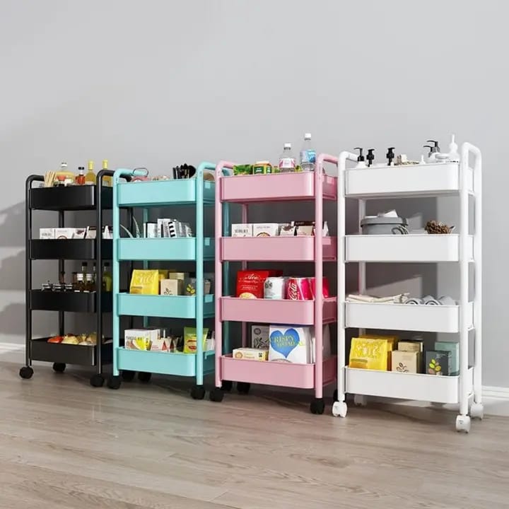 3 layer shelves foldable metal shelf rack mobile storage organizer shelving unit Mask Queen Nepal