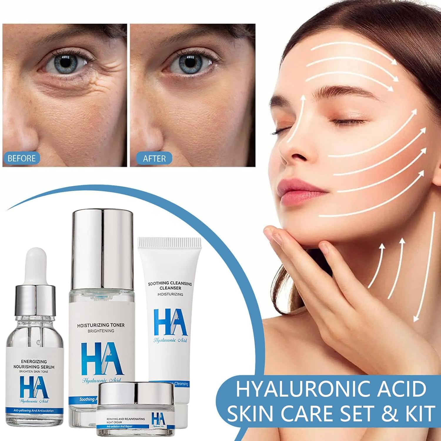 Hyaluronic Acid HA Moisturizing & Hydrating Skin Care 4pcs Set Easy Beauty Nepal