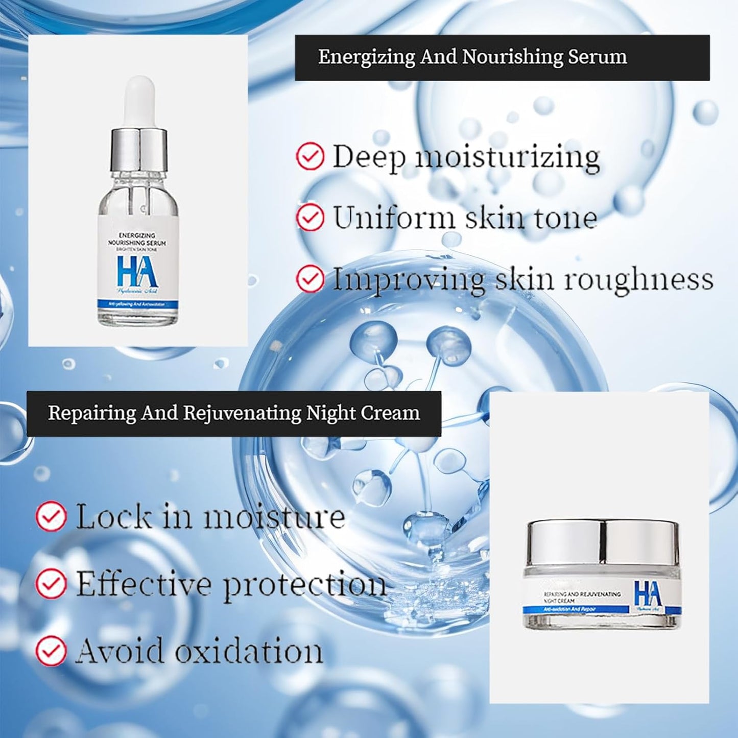 Hyaluronic Acid HA Moisturizing & Hydrating Skin Care 4pcs Set Easy Beauty Nepal