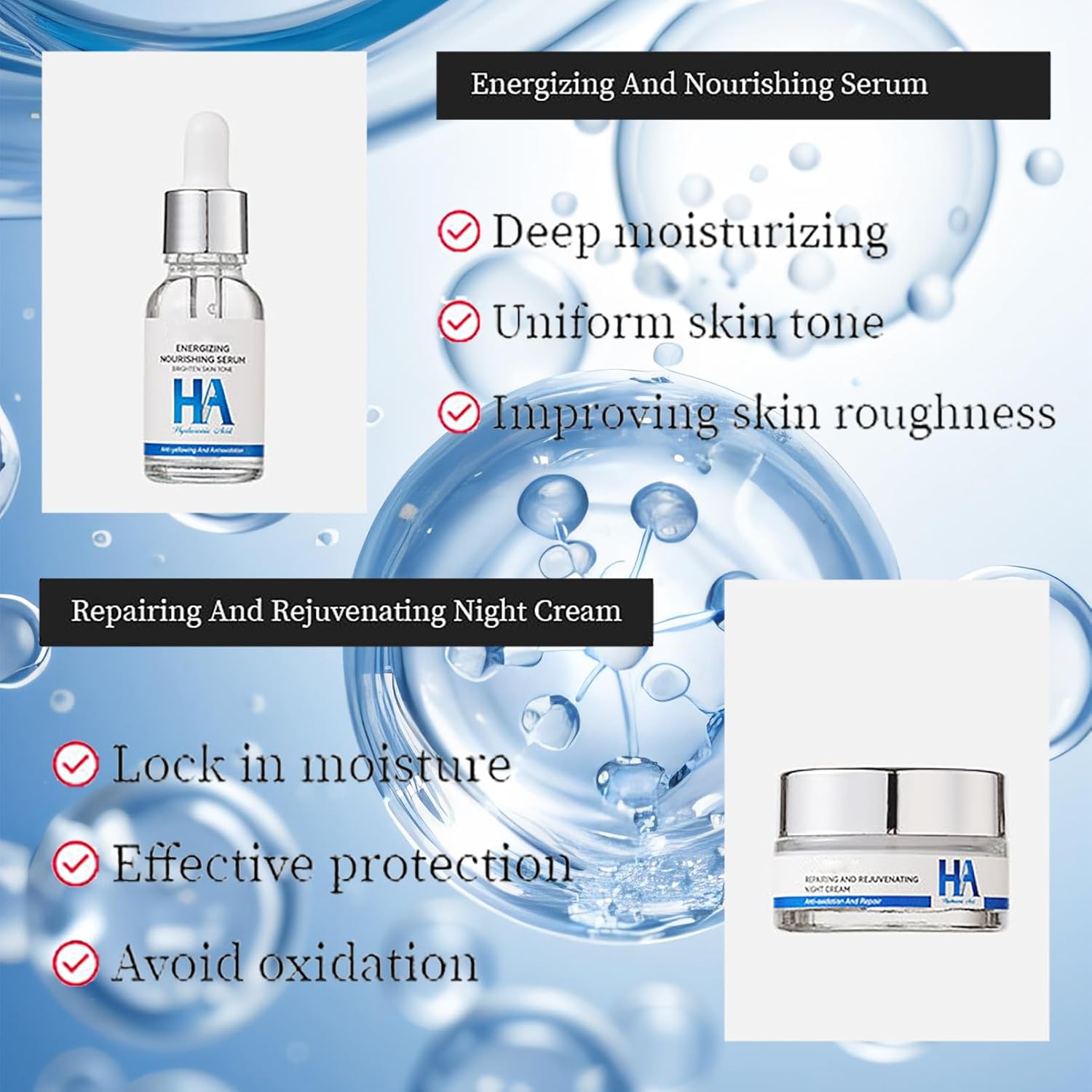 Hyaluronic Acid HA Moisturizing & Hydrating Skin Care 4pcs Set Easy Beauty Nepal