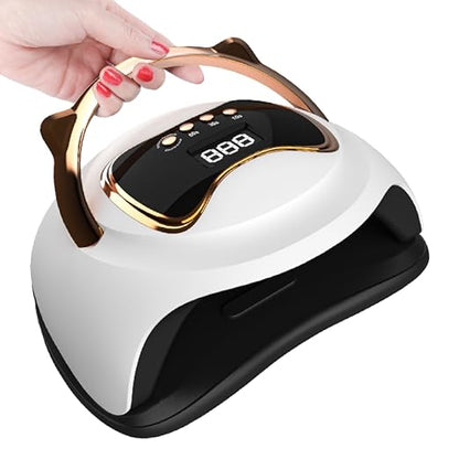 UV LED Nail Lamp, Newest 120W Fast Curing Gel UV Light for Nails with 4 Timer LCD Display Mask Queen Nepal