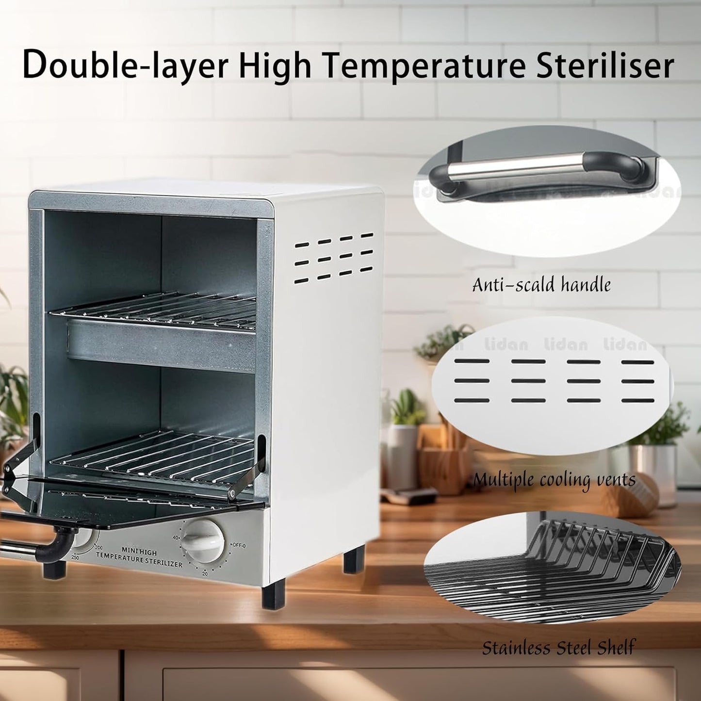 Double-layer High Temperature Steriliser, 600W Dry Heat Disinfector, Metal Tool sanitizing machine Mask Queen Nepal