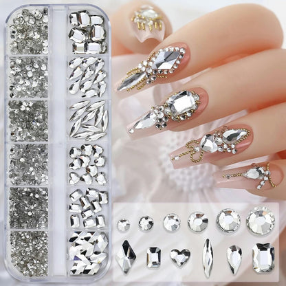 PH 12 Grid Nail Stone Box Nail Art Rhinestone Mask Queen Nepal