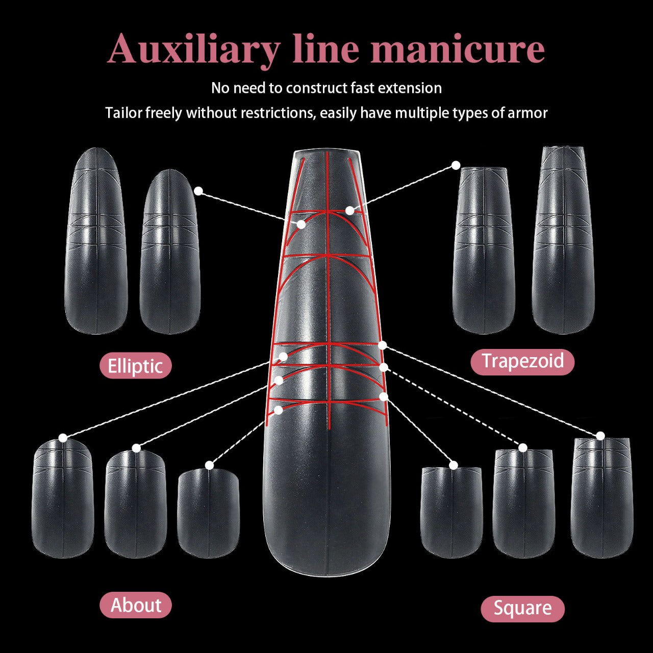 New Graduated Auxiliary Line Ultra Thin, Traceless, Non Engraving, Nail Extension tips Mask Queen Nepal